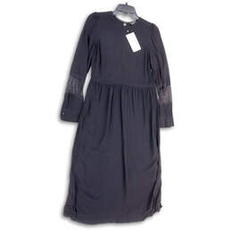 NWT Womens Black Round Neck Long Sleeve Pullover Maxi Dress Size Medium