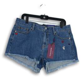 NWT Womens Blue Light Wash Stretch Pockets Denim Cut-Off Shorts Size 30