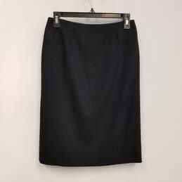 Womens Black Wool Back Slit Knee Length Straight & Pencil Skirt Size 40