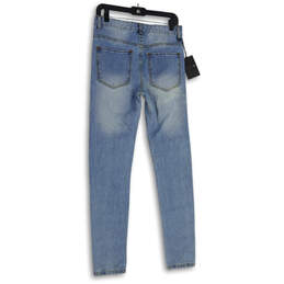 NWT Mens Blue Denim Medium Wash Distressed Skinny Leg Jeans Size 28 alternative image