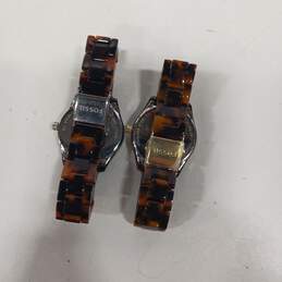 2pc Set of Women's Fossil Faux Tortoise Shell Watches alternative image