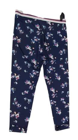 Women's Blue Floral Side Pockets Elastic Waist Pull On Sweatpants Size L