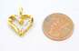 10K Yellow Gold 0.11 CTTW Baguette Diamond Heart Pendant 1.7g image number 5