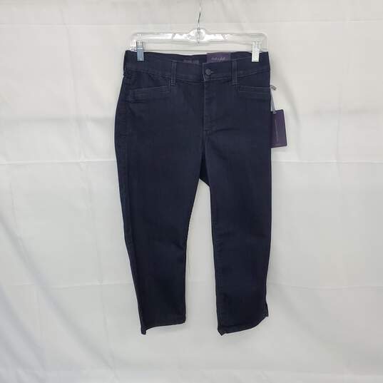 NYDJ Dark Blue Cotton Blend Embellished Capri Jeans WM Size 2 NWT image number 1