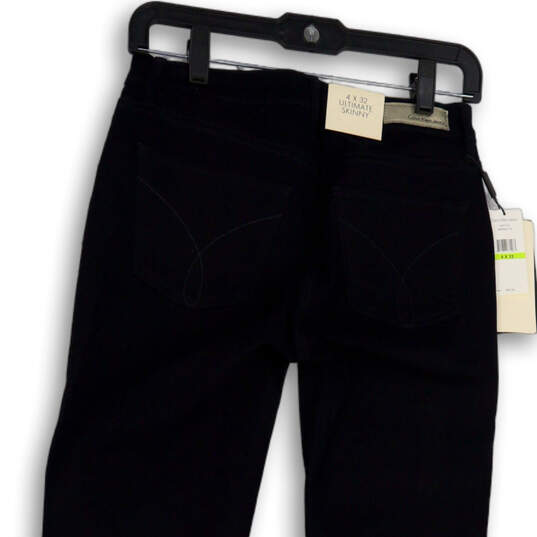 NWT Womens Blue Dark Wash Denim Pockets Stretch Skinny Leg Jeans Size 4 image number 4