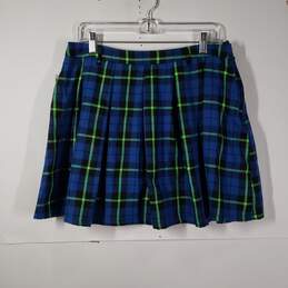 Womens Plaid Side Zip Pleated Front Short Mini Skirt Size X-Large alternative image