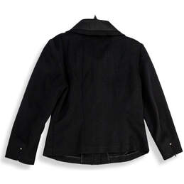 Womens Black Long Sleeve Spread Collar Full-Zip Jacket Size Medium alternative image