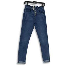 NWT Loft Womens Blue Denim Medium Wash Button Fly Skinny Jeans Size 25/0