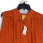 NWT Maeve Womens Orange Pleated Spread Collar Sleeveless Blouse Top Size XL image number 3