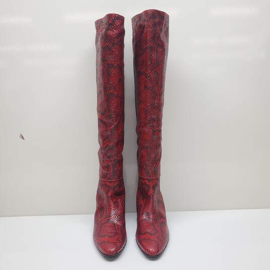 Giuseppe Zanotti Knee High Block Heel Boots in Red Snakeskin EU40.5 US 10 image number 2