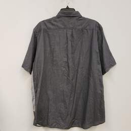 Mens Gray Cotton Short Sleeve Spread Collar Over Fit Button-Up Shirt Sz XL