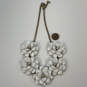 Designer J. Crew Gold-Tone White Floral Crystal Stone Statement Necklace image number 4