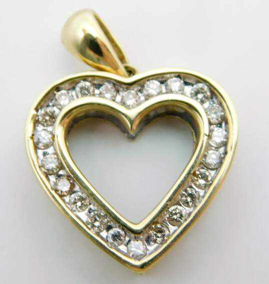 10K Yellow Gold 0.50 CTTW Diamond Heart Pendant 3.1g image number 3