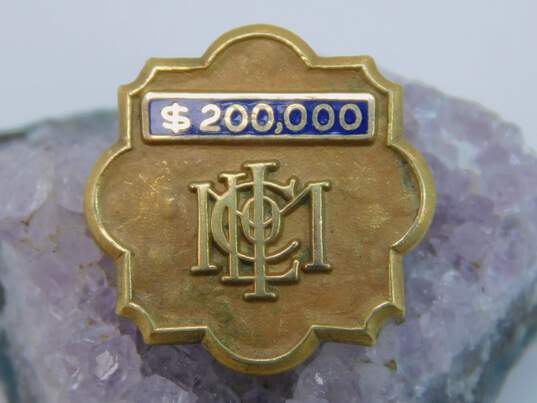 14K Gold Blue Enamel Accented Smooth & Textured Service Pin 2.8g image number 2
