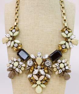 J. Crew Gold Tone Earth Tone Crystal Cluster Statement Necklace