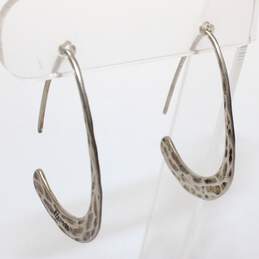 Artisan Signed Sterling Silver Hammered Hoop Earrings - 4.1g alternative image