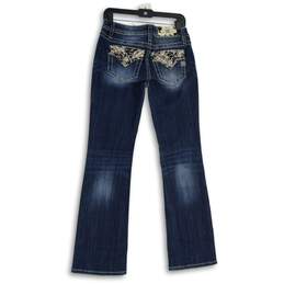 Womens Blue Embroidered Denim 5-Pocket Design Bootcut Leg Jeans Size 27 alternative image