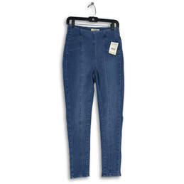 NWT Womens Blue Denim Elastic Waist Medium Wash Jeggings Jeans Size 28