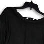 NWT Womens Black Lace-Up Neck Long Sleeve Knitted Pullover Sweater Size S image number 4