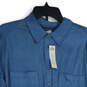 NWT Womens Blue Spread Collar Long Sleeve Button-Up Shirt Size 2 12/14 image number 3