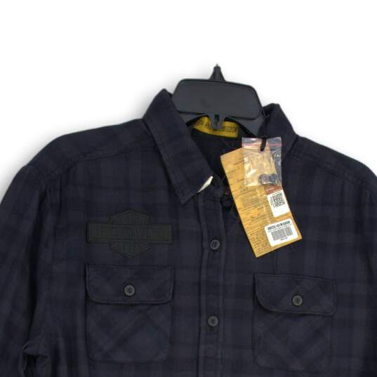 NWT Mens Black Plaid Pointed Collar Long Sleeve Button-Up Shirt Size M image number 3