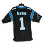 Mens Black Blue Carolina Panthers Cam Newton #1 NFL Football Jersey Size S image number 2