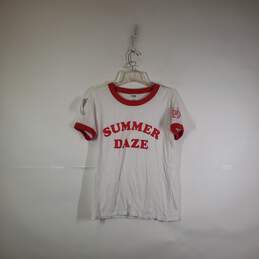 Womens Summer Daze Crew Neck Short Sleeve Pullover T-Shirt Size Medium