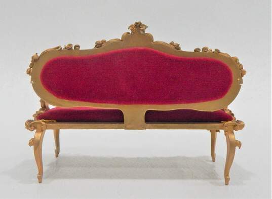 Vintage Spielwaren Szalasi Rococo Dollhouse Red Velvet Settee Sofa image number 3