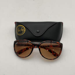 Womens RB4167 Brown Lens Orange Black Full Rim Cat Eye Sunglasses With Case