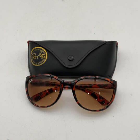 Womens RB4167 Brown Lens Orange Black Full Rim Cat Eye Sunglasses With Case image number 1