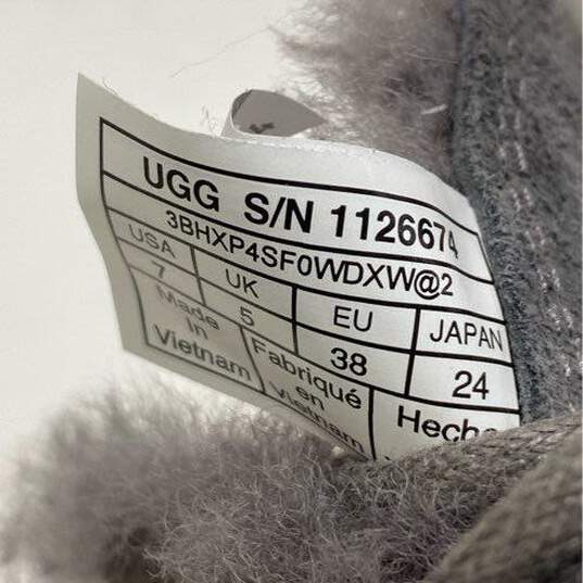 UGG Classic Gray Suede Shearling Lace Up Wedge Ankle Boots Shoes Size 7 B image number 7