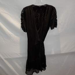 All Saints Black V-Neck Tie Waist Short Sleeve Dress Women's Size 4