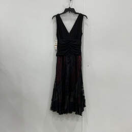 NWT Womens Black Sleeveless Back Zip Lace Ruffle Fit & Flare Dress Size 12 alternative image