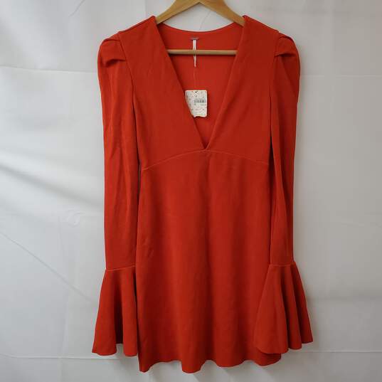 Free People Red Bell Sleeve Midi Dress Women's XS NWT image number 1