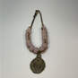 Designer Lucky Brand Gold-Tone Bubble Pink Stone Beaded Pendant Necklace image number 1