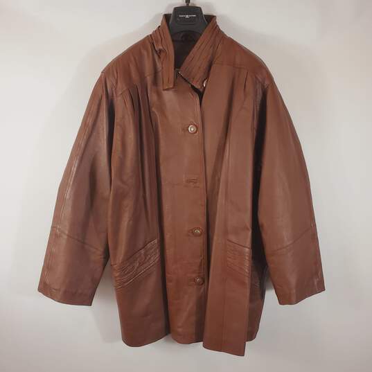 Venezia Men Brown Leather Trenchcoat XXL NWT image number 1