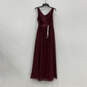 Womens Red Pleated Sleeveless Surplice Neck Cutout Maxi Dress Size A4 image number 2