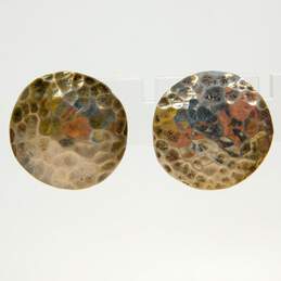 Taxco Mexico 925 Modernist Hammered Circle Post Earrings & Interlocking Bands Ring 12.3g alternative image