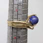 14K Yellow Gold Blue Lapis & Pearl Ring size 7.75 - 6.4g image number 4