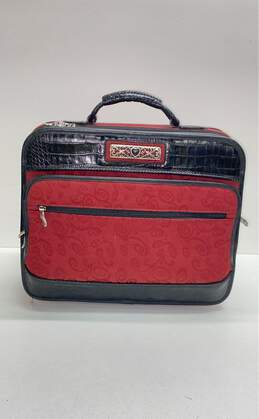 Brighton Canvas Leather Overnight Small Rolling Suitcase Red