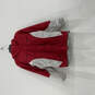 Womens Red White Long Sleeve Hooded Full-Zip Windbreaker Jacket Size Small image number 1