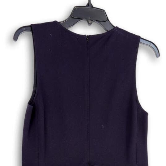 Womens Blue Sleeveless Round Neck Back Zip Fit & Flare Dress Size 6 image number 4
