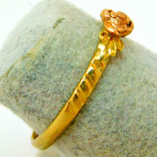 10K Yellow & Rose Gold Floral Etched Ring 1.1g image number 4