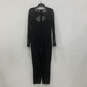 Womens Black Lace Long Sleeve Back Zip Keyhole One Piece Jumpsuit Size L image number 2