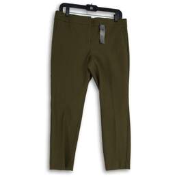 NWT Womens Green Devin Flat Front Pockets Straight Leg Ankle Pants Size 6P