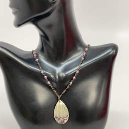 Designer Liz Palacios Mother of Pearl Beaded Reversible Pendant Necklace