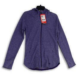 NWT Womens Blue Long Sleeve Full-Zip Hooded Jacket Size Medium