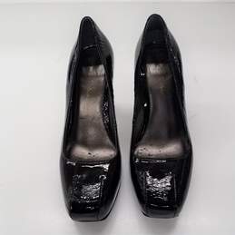 Pour La Victoire Women's Black Patent Leather Block Heels Size 6 alternative image