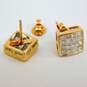14K Yellow Gold 0.48 CTTW Pave Set Princess Cut Diamond Stud Earrings 2.1g image number 4