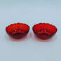 Pair Of Vintage Arcoroc France Ruby Red Tulip Scallop Edge Berry Dessert Bowls image number 1